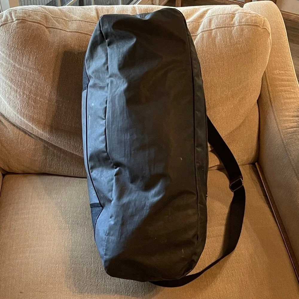 Diesel Duffle Bag Denim Coated Canvas Large Weekender Travel Bag Black Blue
